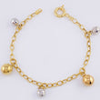 Pulso Aro Seguido Bolas Colgantes 5.55gr / 19cm / 4mm Diamantadas Lisas Tres Oros +4 18K ©