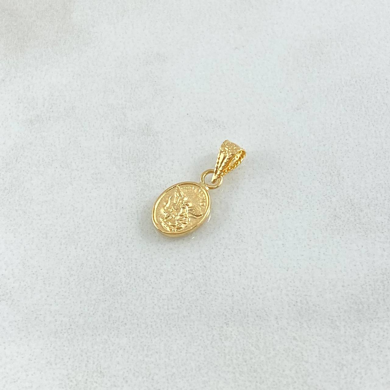 Dije San Miguel Arcangel 0.3gr / 1.5cm / Cargador Bordeado Oro Amarillo 18K *