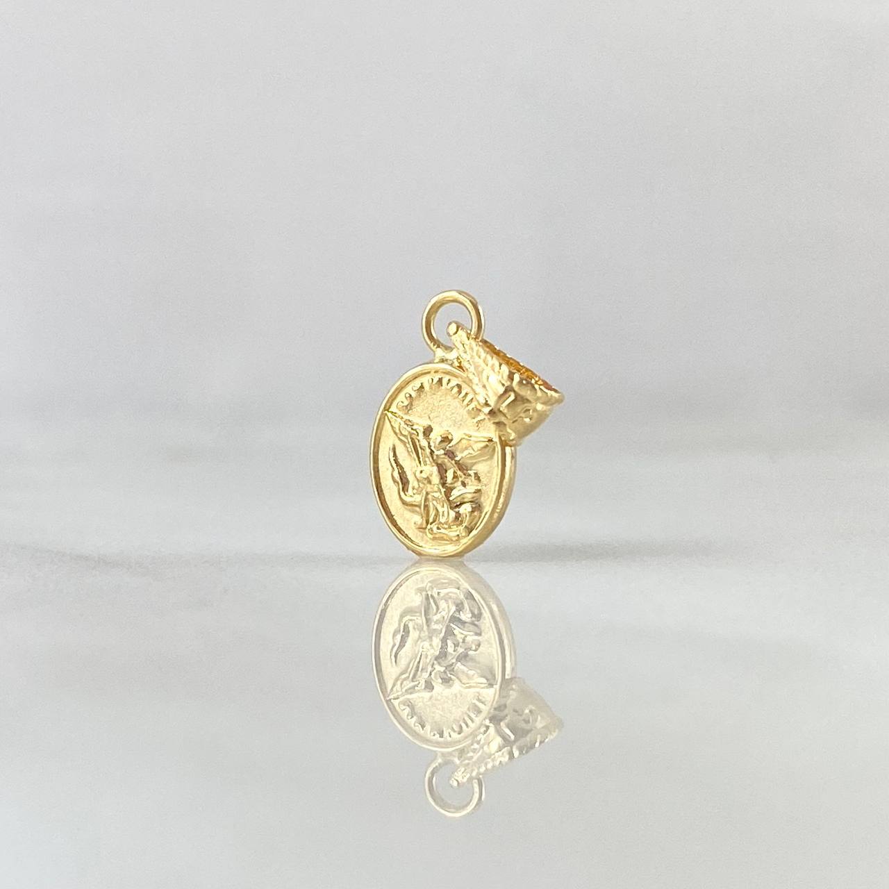 Dije San Miguel Arcangel 0.3gr / 1.5cm / Cargador Bordeado Oro Amarillo 18K *