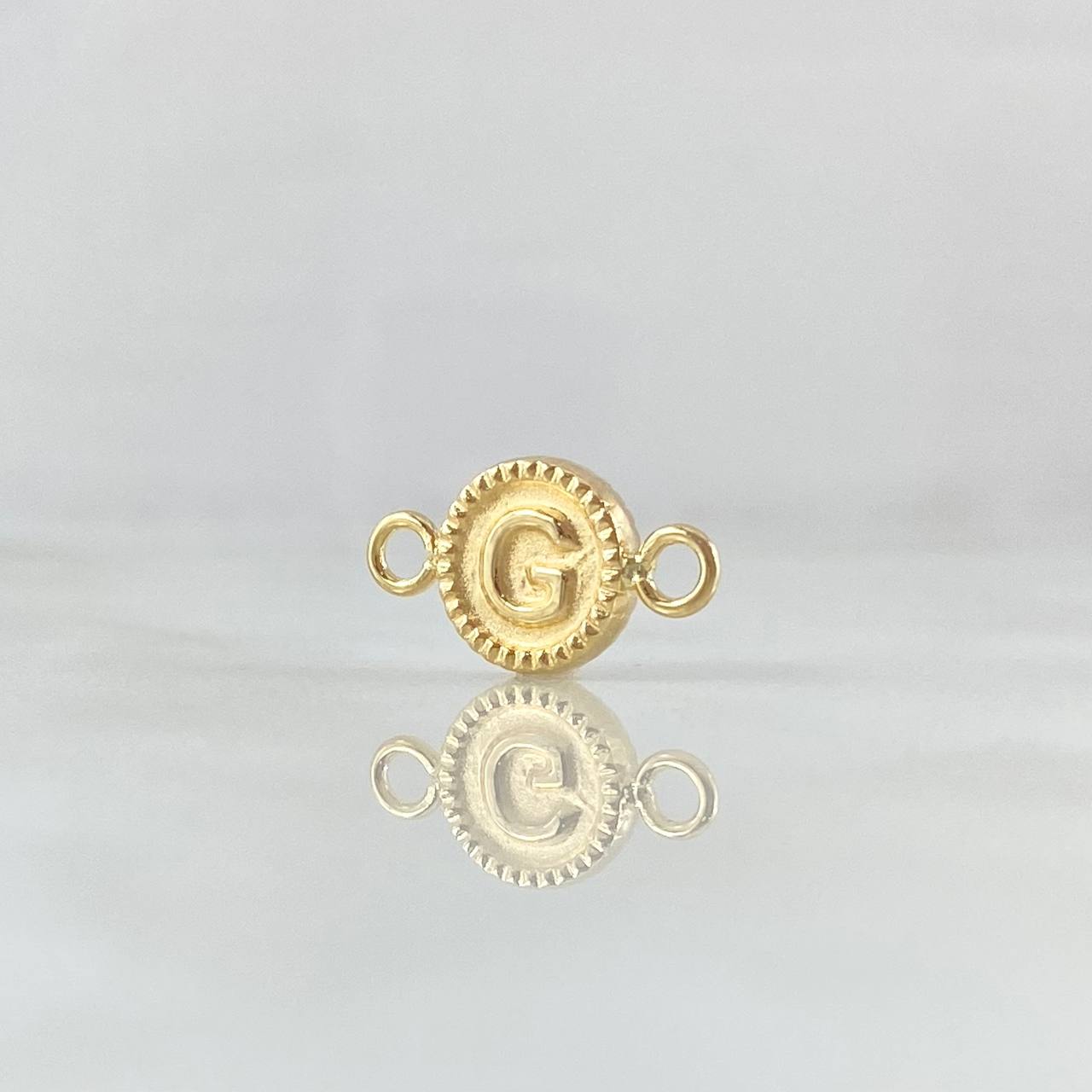 Herraje Letra G 0.45gr / 1.5cm / Circulo Bordeado Oro Amarillo 18K *