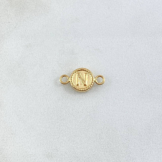 Herraje Letra N 0.45gr / 1.5cm / Circulo Bordeado Oro Amarillo 18K *