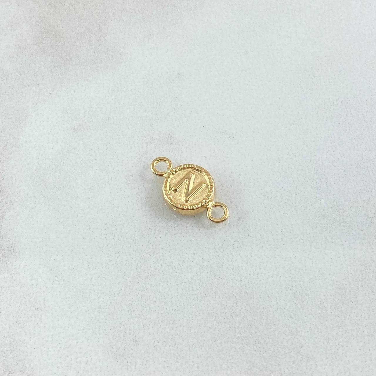Herraje Letra N 0.45gr / 1.5cm / Circulo Bordeado Oro Amarillo 18K *