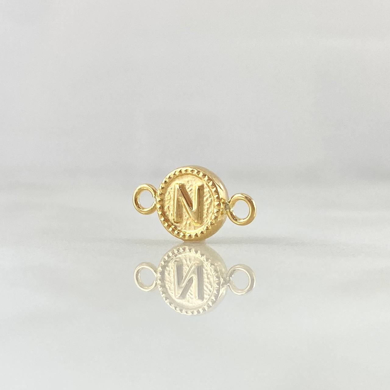 Herraje Letra N 0.45gr / 1.5cm / Circulo Bordeado Oro Amarillo 18K *