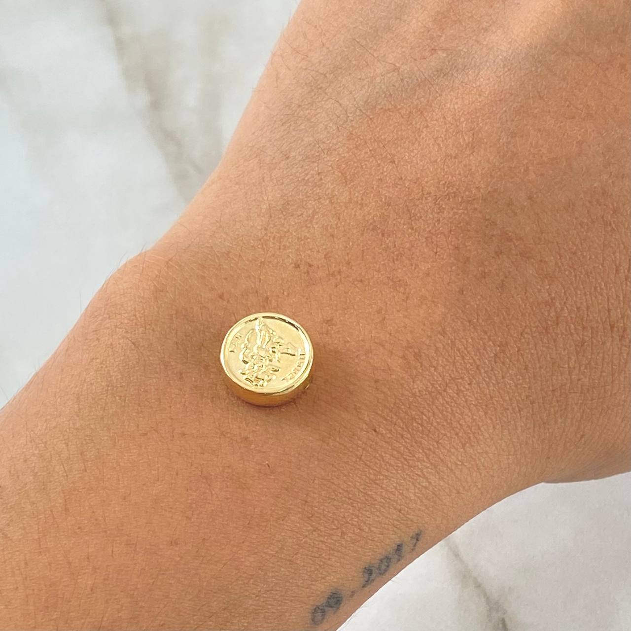 Herraje San Miguel Arcangel 0.6gr / 1cm / Tambor Oro Amarillo 18K