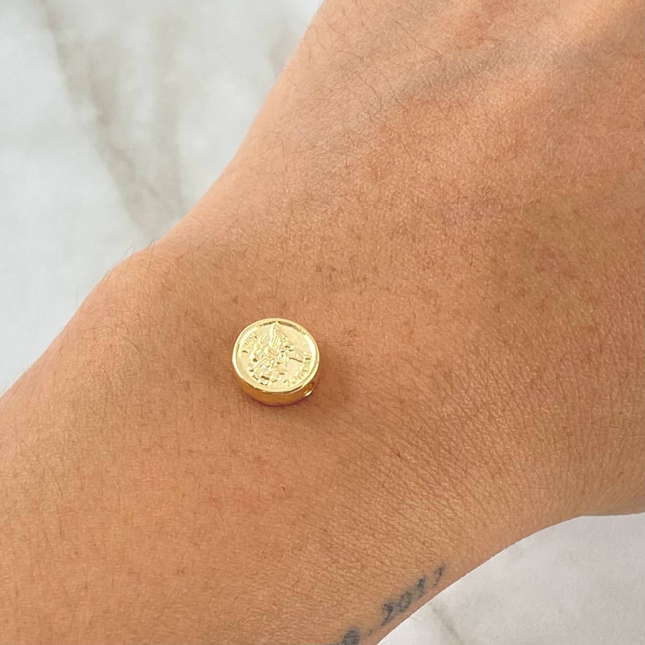 Herraje San Miguel Arcangel 0.45gr / 1cm / Tambor Oro Amarillo 18K *