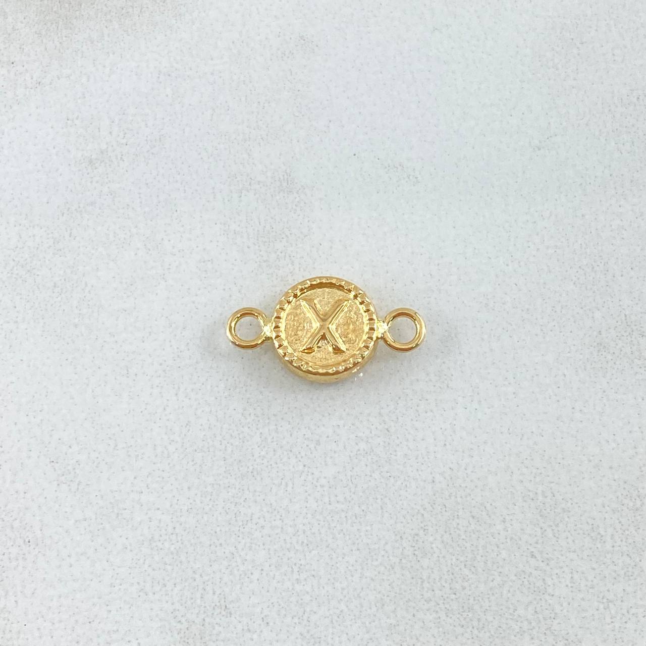 Herraje Letra X 0.45gr / 1.5cm / Circulo Bordeado Oro Amarillo 18K *