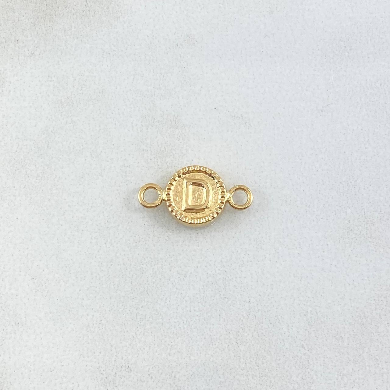 Herraje Letra D 0.45gr / 1.5cm / Circulo Bordeado Oro Amarillo 18K *