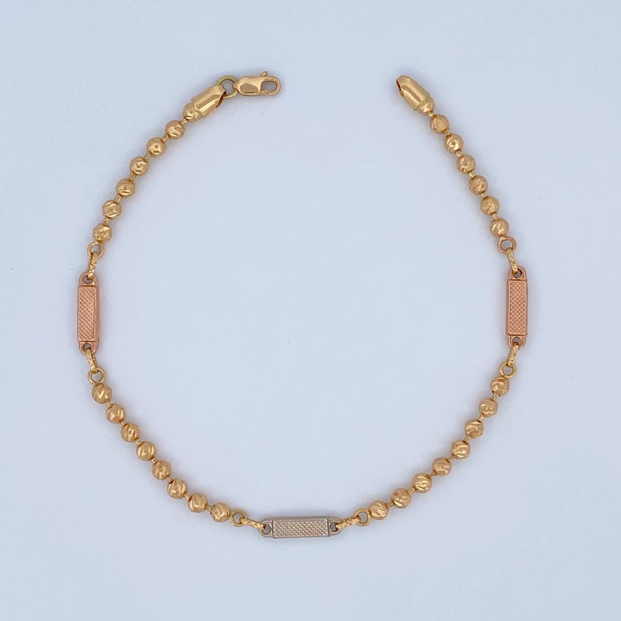 Pulso Militar Eslabon Rectangular 6.75gr / 21.5cm / Oro 18K &