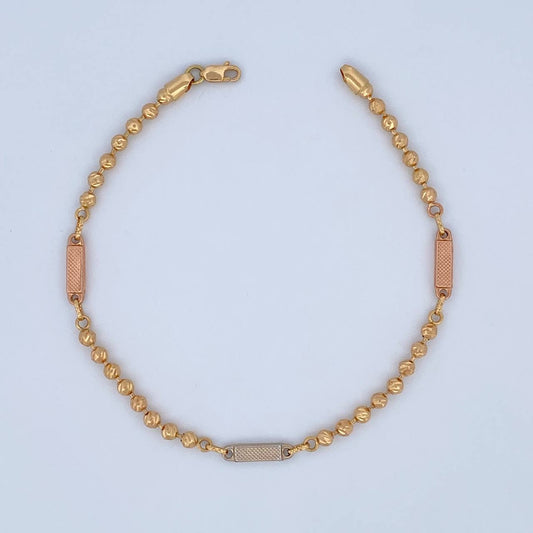 Pulso Militar Eslabon Rectangular 6.75gr / 21.5cm / Oro 18K &