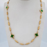Cadena Barril Trebol 9.3gr / 55.1cm / 3.4mm Electroestatico Verde Oro Amarillo 18K &