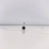Dije Halo 0.6gr / 1.1cm / Zafiro 11pts Diamantes 08pts Oro Blanco 18K &