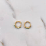 Candongas Ovalo 1.45gr / Esmeraldas 22pts Oro Amarillo 18K (Joya) &