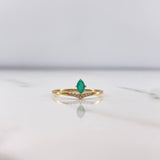 Anillo Solitario Tiara 0.9gr / T6 / Esmeralda 13pts Diamantes 06pts Oro Amarillo 18K (Joya) &