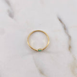 Anillo Solitario Tiara 0.9gr / T6 / Esmeralda 13pts Diamantes 06pts Oro Amarillo 18K (Joya) &
