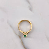 Anillo Rectangulo Linea Invertida 2.55gr / T7 / Esmeralda 29pts Diamantes12pts Oro Amarillo 18K (Joya) &