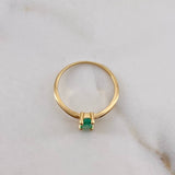 Anillo Solitario Rectangulo 1.05gr / T6 / Esmeralda 27pts Oro Amarillo 18K (Joya) &