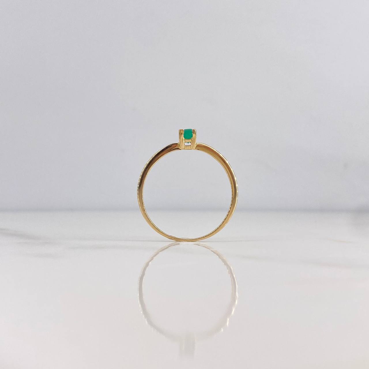 Anillo Solitario Redondo 1.05gr / T6 / Esmeralda 26pts Oro Amarillo 18K (Joya) &
