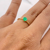 Anillo Solitario Redondo 1.05gr / T6 / Esmeralda 26pts Oro Amarillo 18K (Joya) &