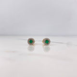 Topos Halo 1.7gr / Esmeraldas 15pt Diamantes 14pts Oro Amarillo 18K (Joya) &