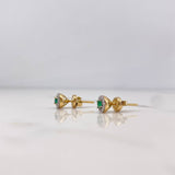 Topos Halo 1.7gr / Esmeraldas 15pt Diamantes 14pts Oro Amarillo 18K (Joya) &