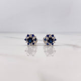 Topos Flor Driada 2.45gr / Zafiros 84pts Diamantes 14pts Oro Blanco 18K (Joya) &