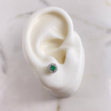 Topos Halo 1.7gr / Esmeraldas 15pt Diamantes 14pts Oro Amarillo 18K (Joya) &