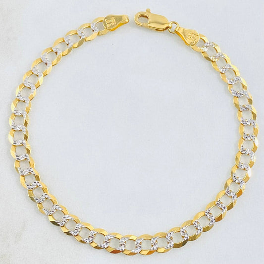 Pulso Cubano 8gr / 21cm / 5.7mm Dos Oros Amarillo Blanco +3 18K