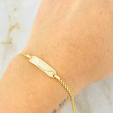 Pulso Bebé Placa Rectangular Chino 2.55gr / 13cm-15cm / 2.2mm Oro Amarillo +1 18K