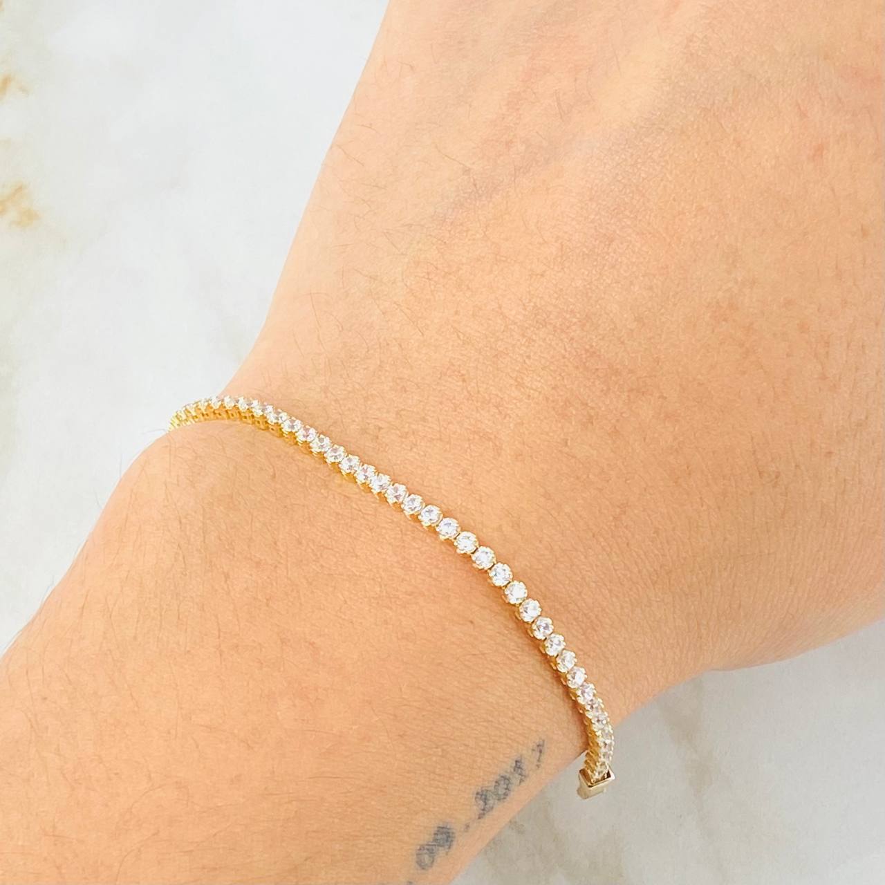 Pulso Tennis 3.75gr / 19cm / 2mm Oro Amarillo +4 18K *