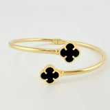 Pulso Aro Trebol Onix Negro 9.25gr / 19cm / 3mm Oro Amarillo Nac.Esp. 18K