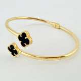 Pulso Aro Trebol Onix Negro 9.25gr / 19cm / 3mm Oro Amarillo Nac.Esp. 18K