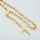 Rosario Virgen Milagrosa Cruz Cristo 30.6gr / 60cm / 7mm Tres Oros 18K