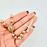 Rosario Virgen Milagrosa Cruz Cristo 30.6gr / 60cm / 7mm Tres Oros 18K