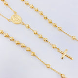 Rosario Virgen Milagrosa Cruz Lisa 10gr / 50cm / 4mm Oro Amarillo 18K