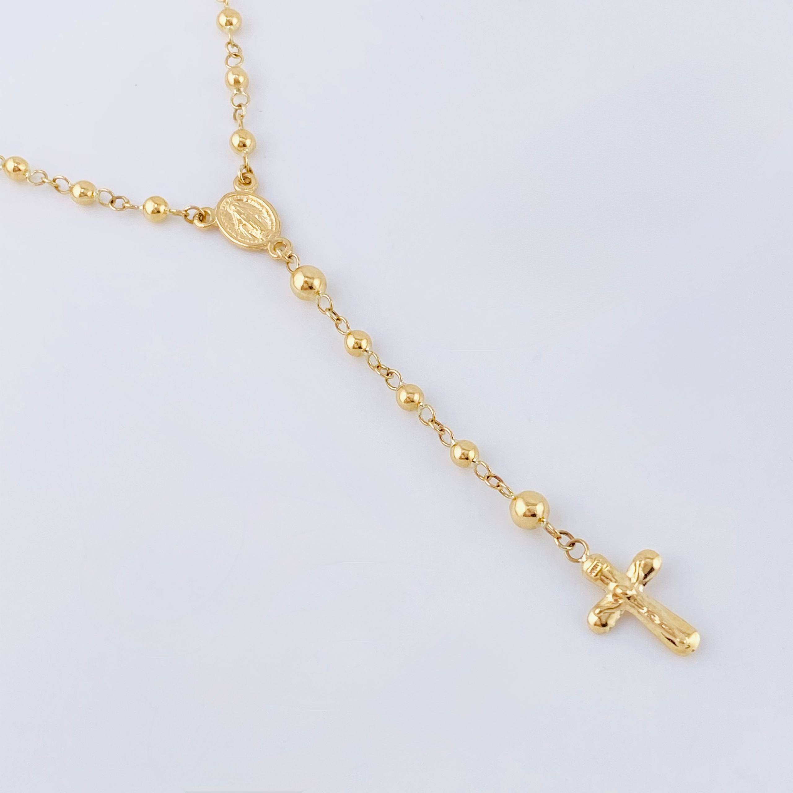 Rosario Virgen Milagrosa Cruz Cristo 6.25gr / 52.5cm / 4mm-3mmmm Oro Amarillo 18K