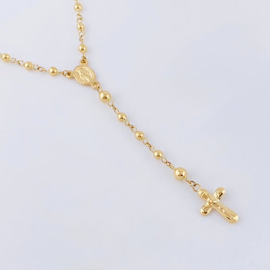 Rosario Virgen Milagrosa Cruz Cristo 6.25gr / 52.5cm / 4mm-3mmmm Oro Amarillo 18K