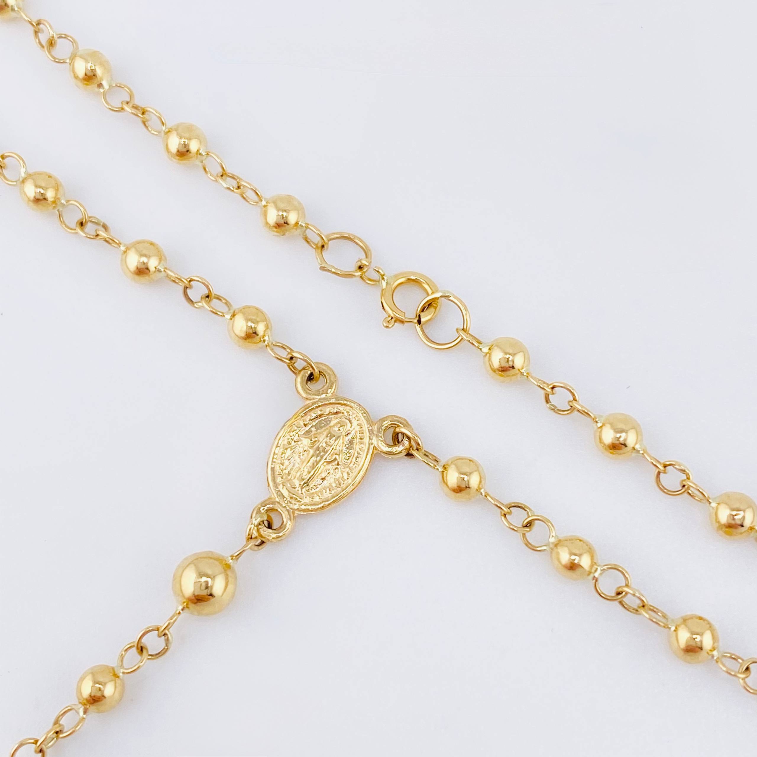 Rosario Virgen Milagrosa Cruz Cristo 6.25gr / 52.5cm / 4mm-3mmmm Oro Amarillo 18K