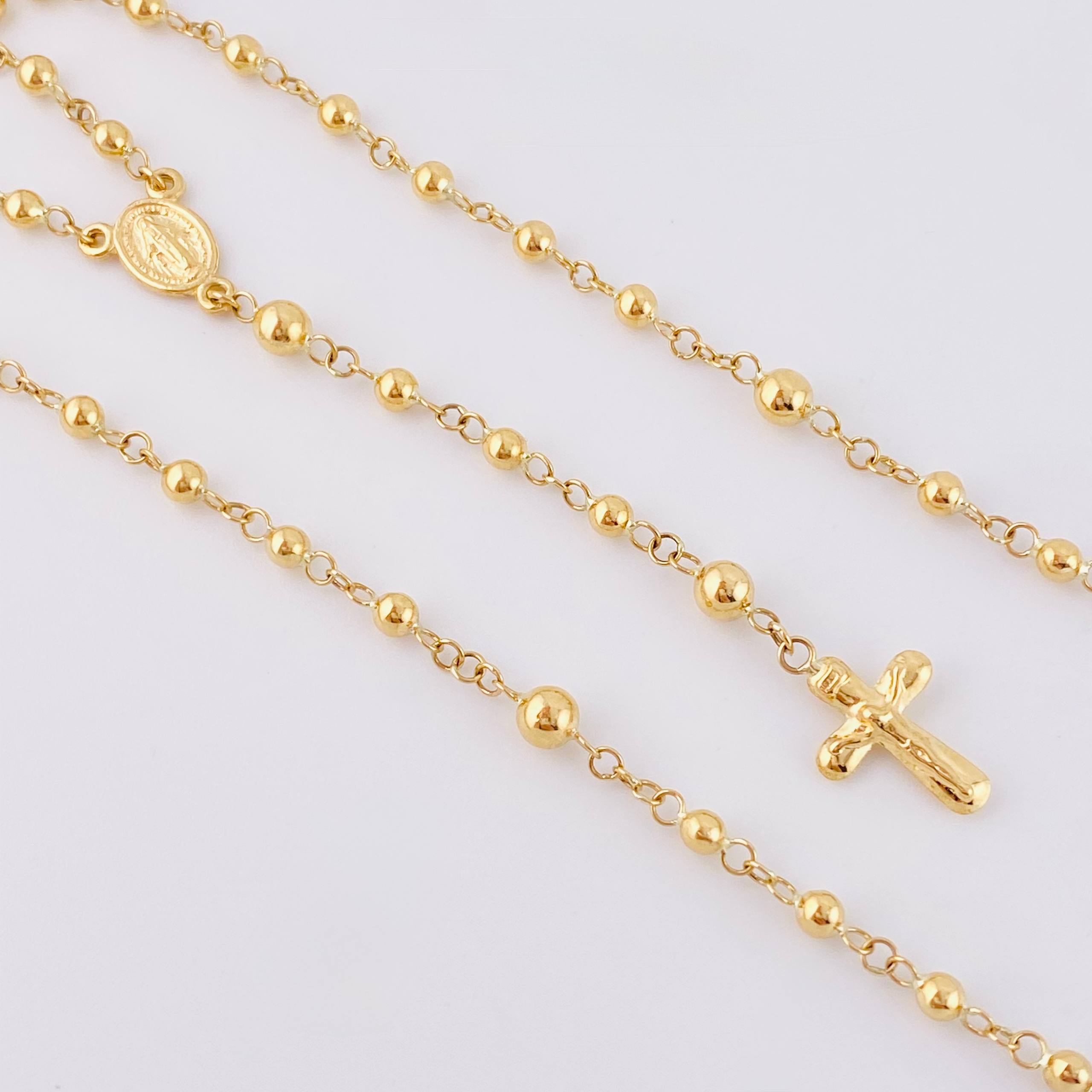 Rosario Virgen Milagrosa Cruz Cristo 6.25gr / 52.5cm / 4mm-3mmmm Oro Amarillo 18K