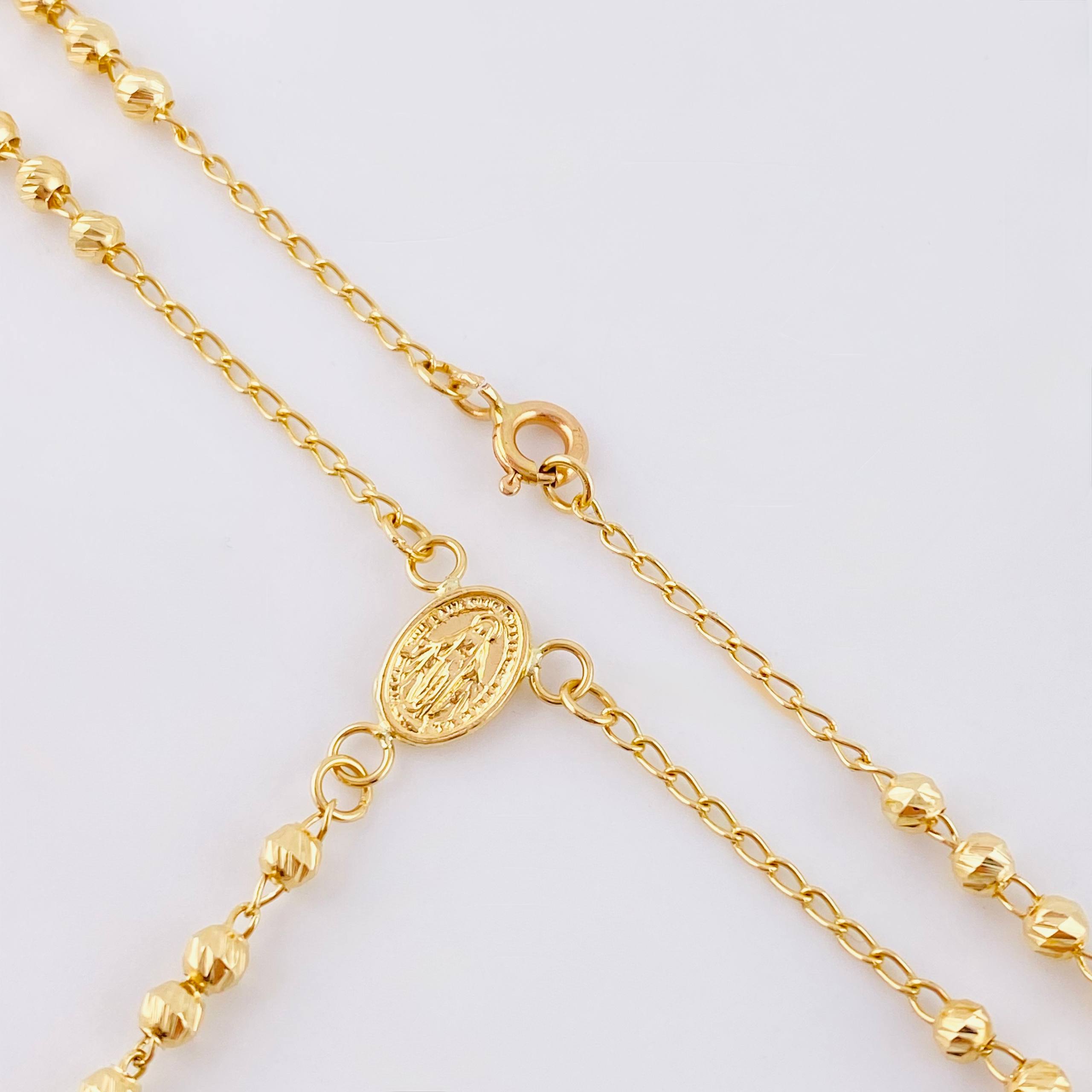 Rosario Virgen Milagrosa Cruz Lisa 5.8gr / 47.5cm / 3mm Oro Amarillo 18K *