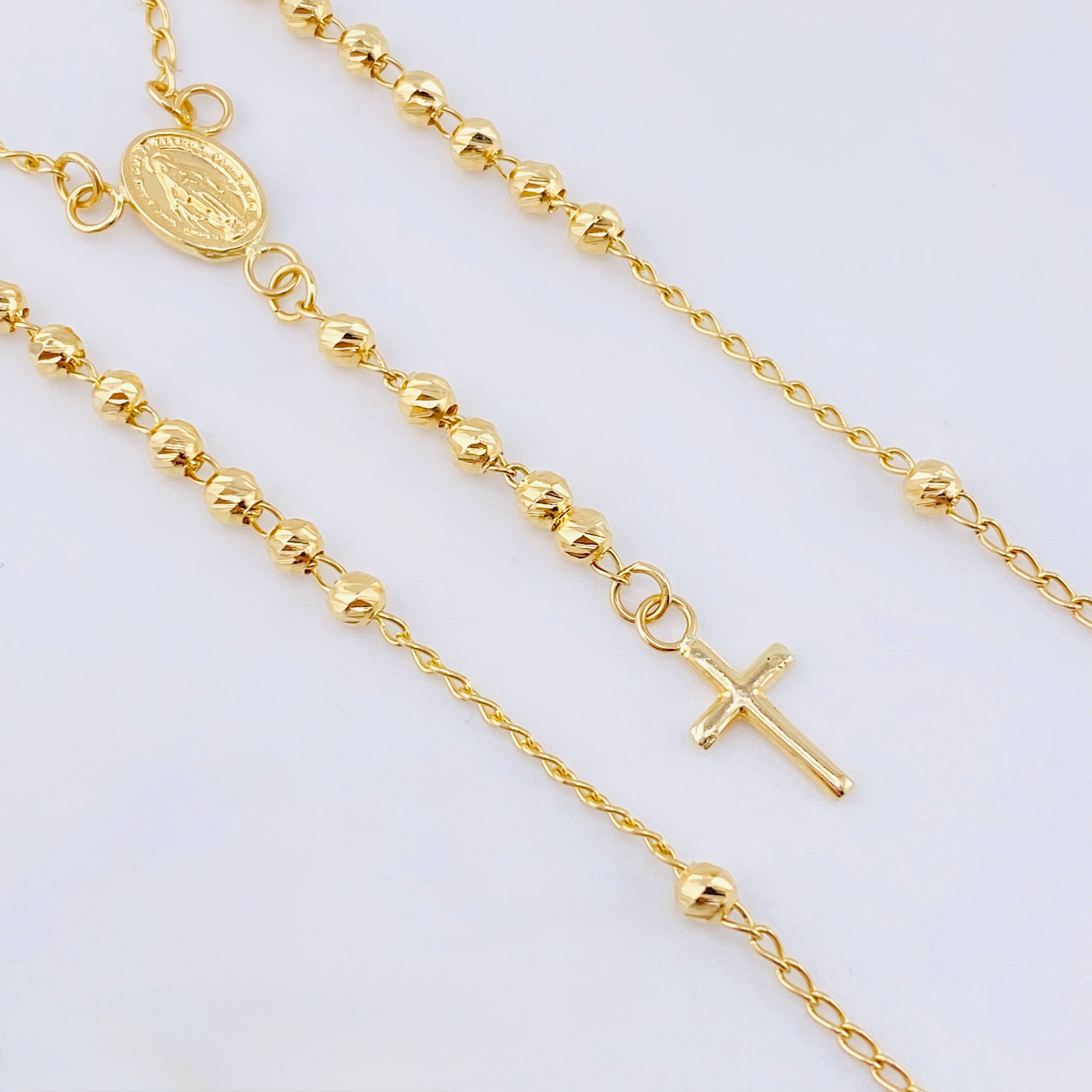Rosario Virgen Milagrosa Cruz Lisa 5.8gr / 47.5cm / 3mm Oro Amarillo 18K *