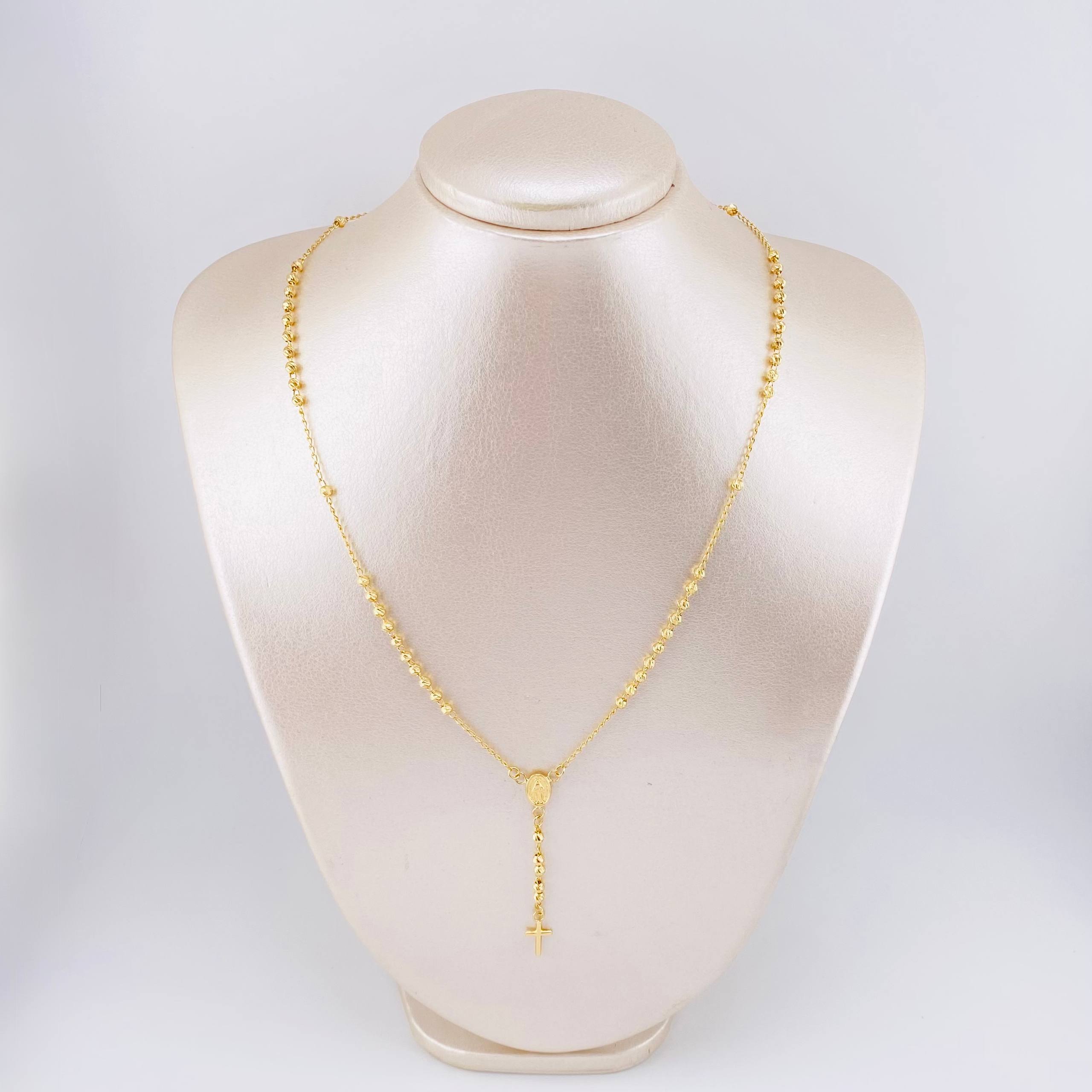 Rosario Virgen Milagrosa Cruz Lisa 5.8gr / 47.5cm / 3mm Oro Amarillo 18K *