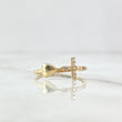 Anillo Cruz Corazón Liso 1.15gr / T7 1/4 / Circones Blancos Oro Amarillo 18K ©