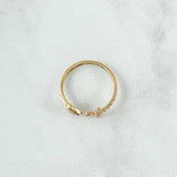 Anillo Cruz Corazón Liso 1.15gr / T7 1/4 / Circones Blancos Oro Amarillo 18K ©