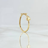 Anillo Cruz Corazón Liso 1.15gr / T7 1/4 / Circones Blancos Oro Amarillo 18K ©