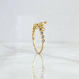 Anillo Corona Oleada 1.85gr / T7 1/2 / Circones Azul Celeste Oro Amarillo 18K ©