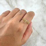 Anillo Corona Oleada 1.85gr / T7 1/2 / Circones Azul Celeste Oro Amarillo 18K ©