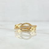 Anillo Olas Abstractas 2.25gr / T6 3/4 / Circones Blancos Oro Amarillo 18K ©