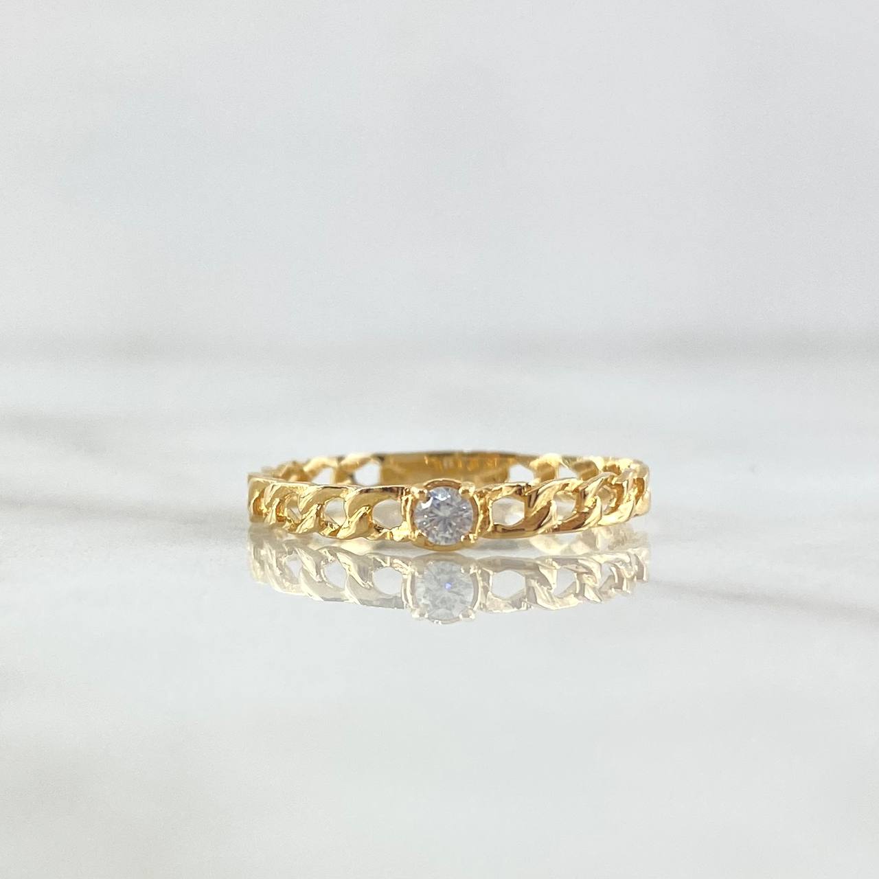 Anillo Solitario Cubano 1.2gr / T6 3/4 / Circon Blanco Oro Amarillo 18K ©