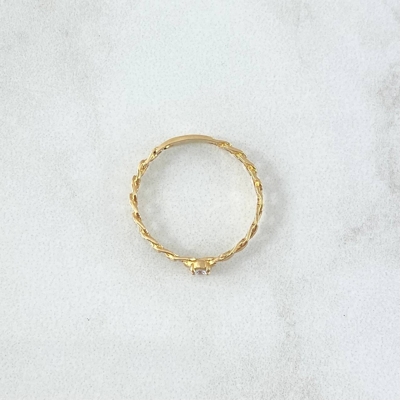 Anillo Solitario Cubano 1.2gr / T6 3/4 / Circon Blanco Oro Amarillo 18K ©