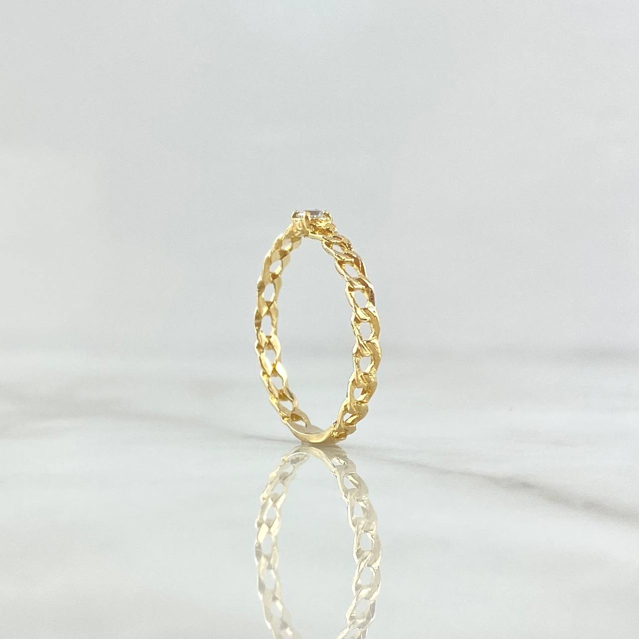 Anillo Solitario Cubano 1.2gr / T6 3/4 / Circon Blanco Oro Amarillo 18K ©